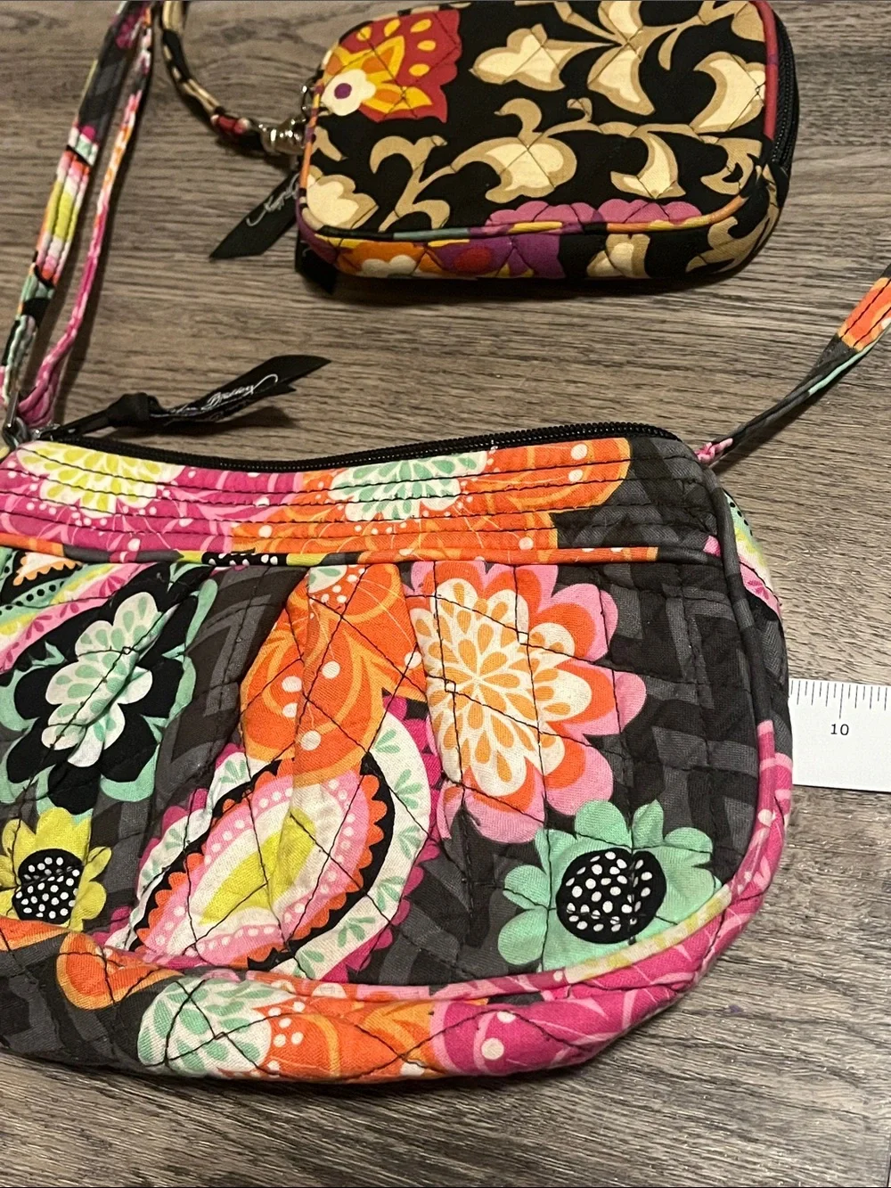 Vera Bradley Black Multi Floral Quilted Crossbody with Coin Pouch - Picture 5 of 8